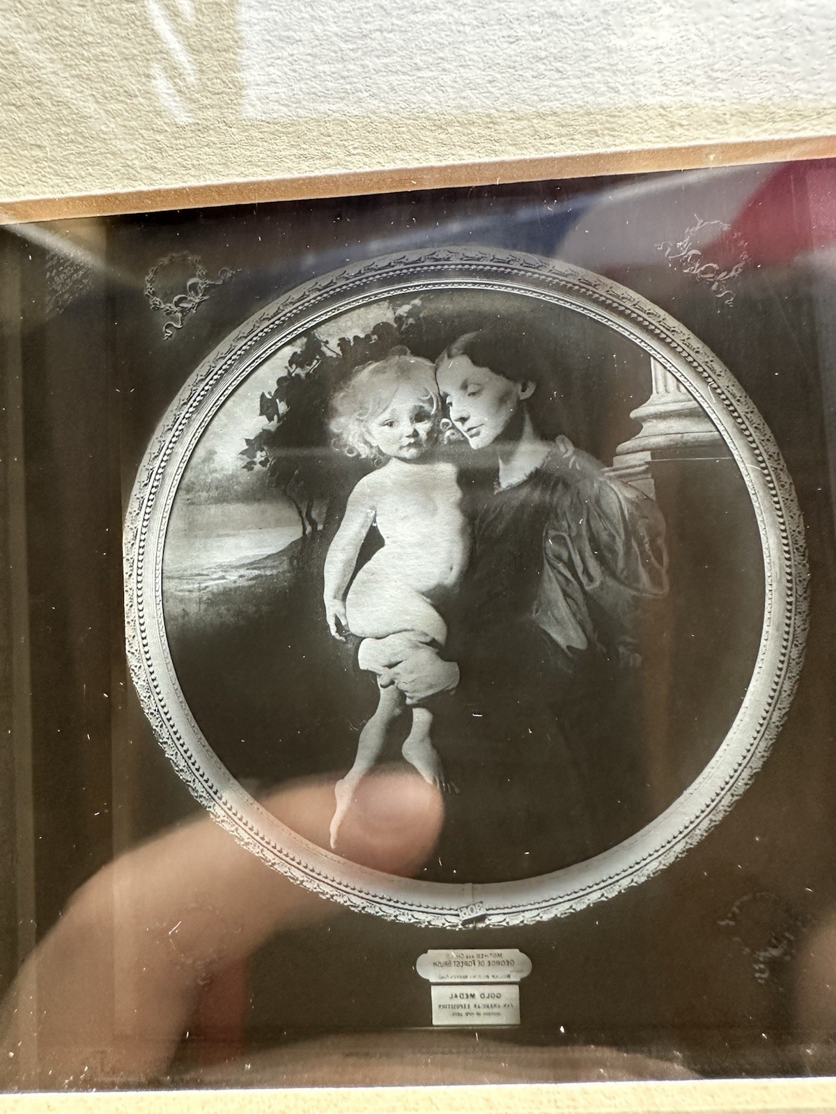 Lot of 2 Custom Framed Matted Magic Lantern Glass Slides 7.5″X 11″ Mother Child