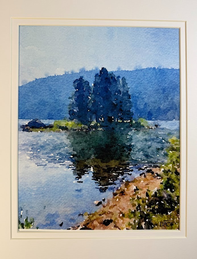 Mountain Lake Digital Watercolor Original Photograph 8 X 10 Mat 11 X 14 Signed