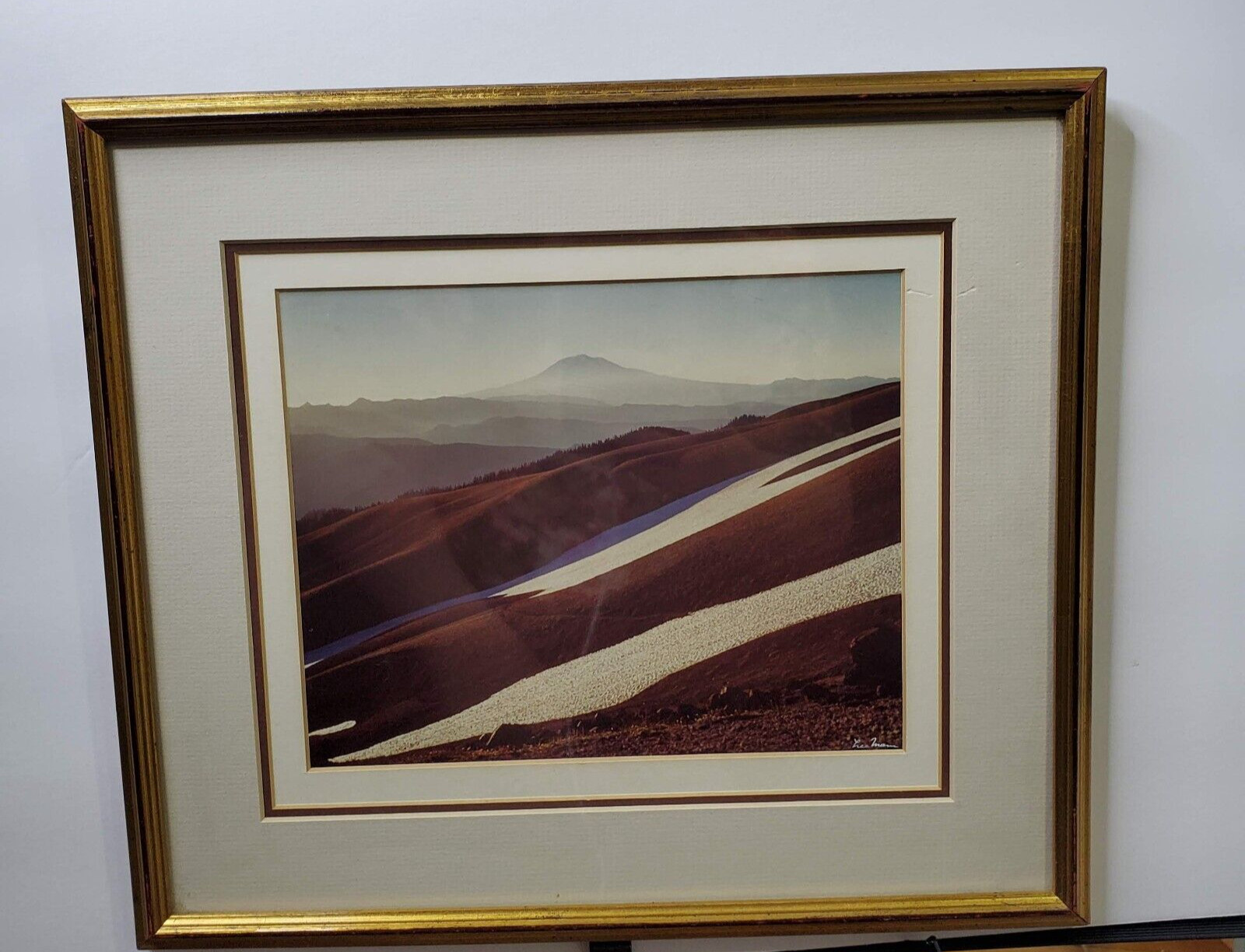 Vintage Matted and Signed Photograph Lee Mann Mountain Scene 15.5 x 13
