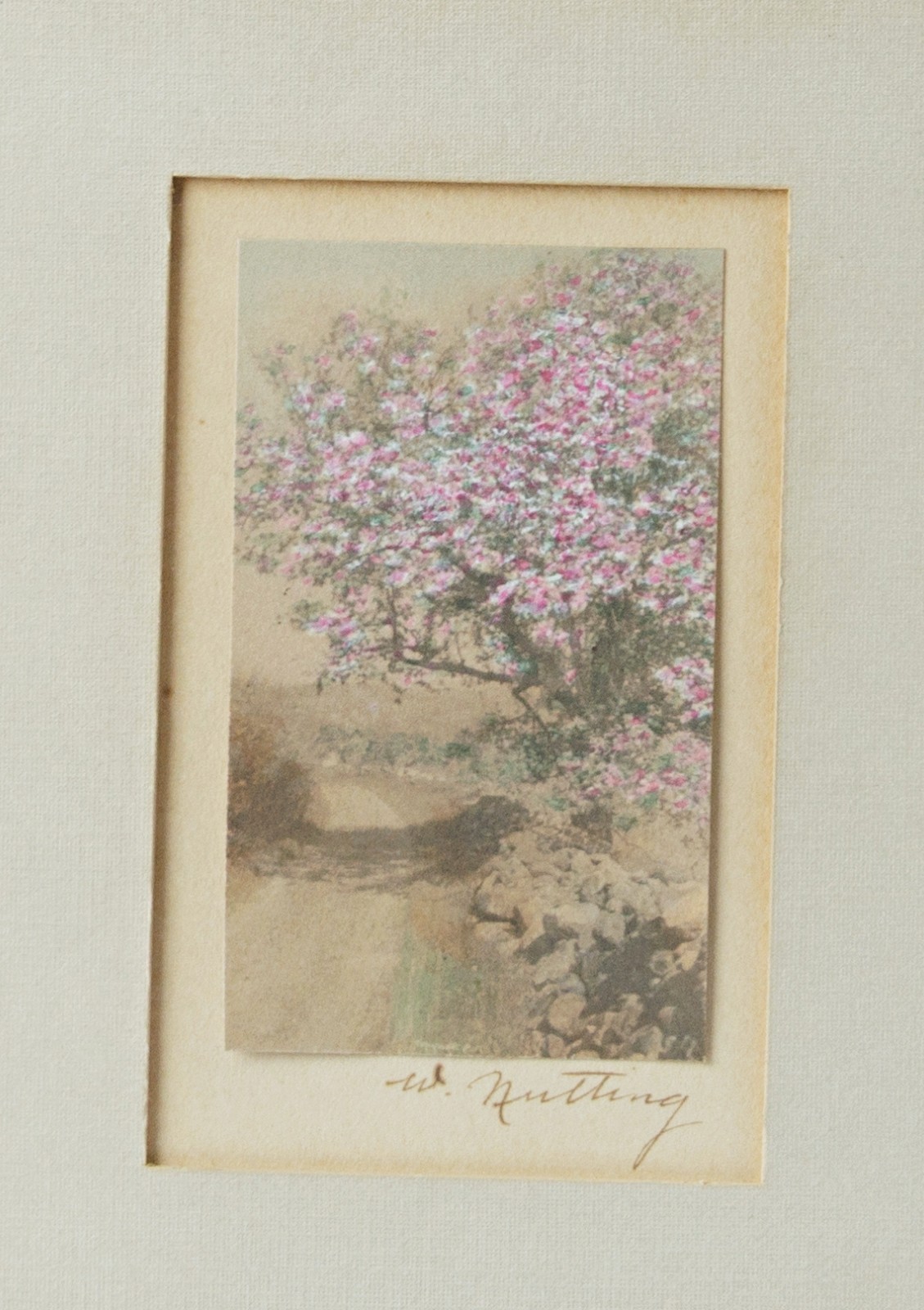 Antique Wallace Nutting Signed Print Hand Colored Photo New England Landscape