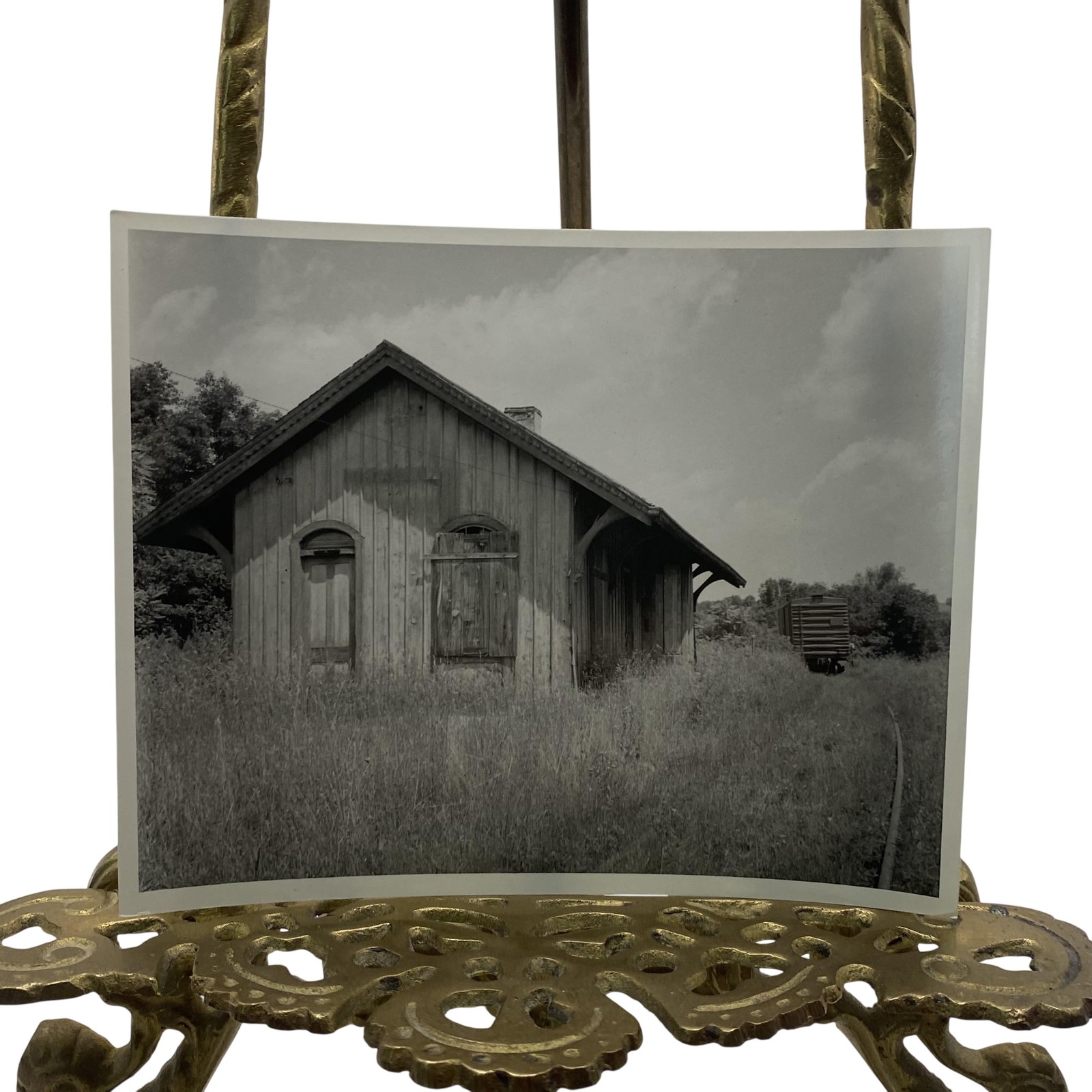 Abandoned Railroad Station Depot 4×5 Black White Glossy Photograph Original