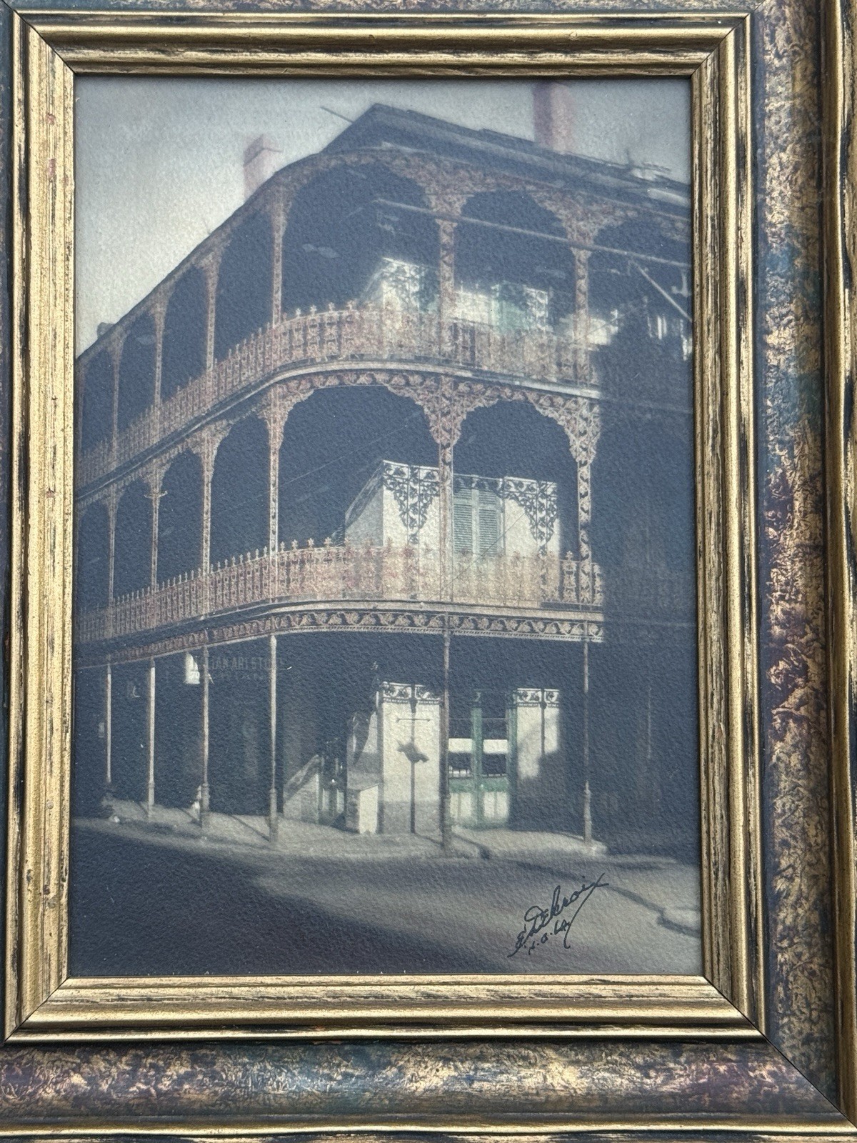 Original Eugene A. Delcroix “Lacy Iron Balconies” & “Old Brulatour Courtyard”