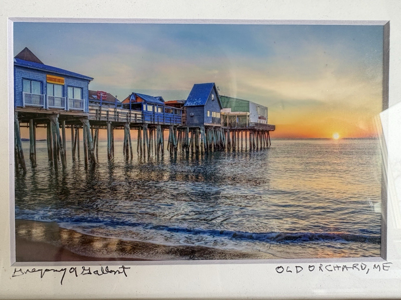 Old Orchard Beach Maine Signed Artist Framed Beach Photo New England Shore 9x 7