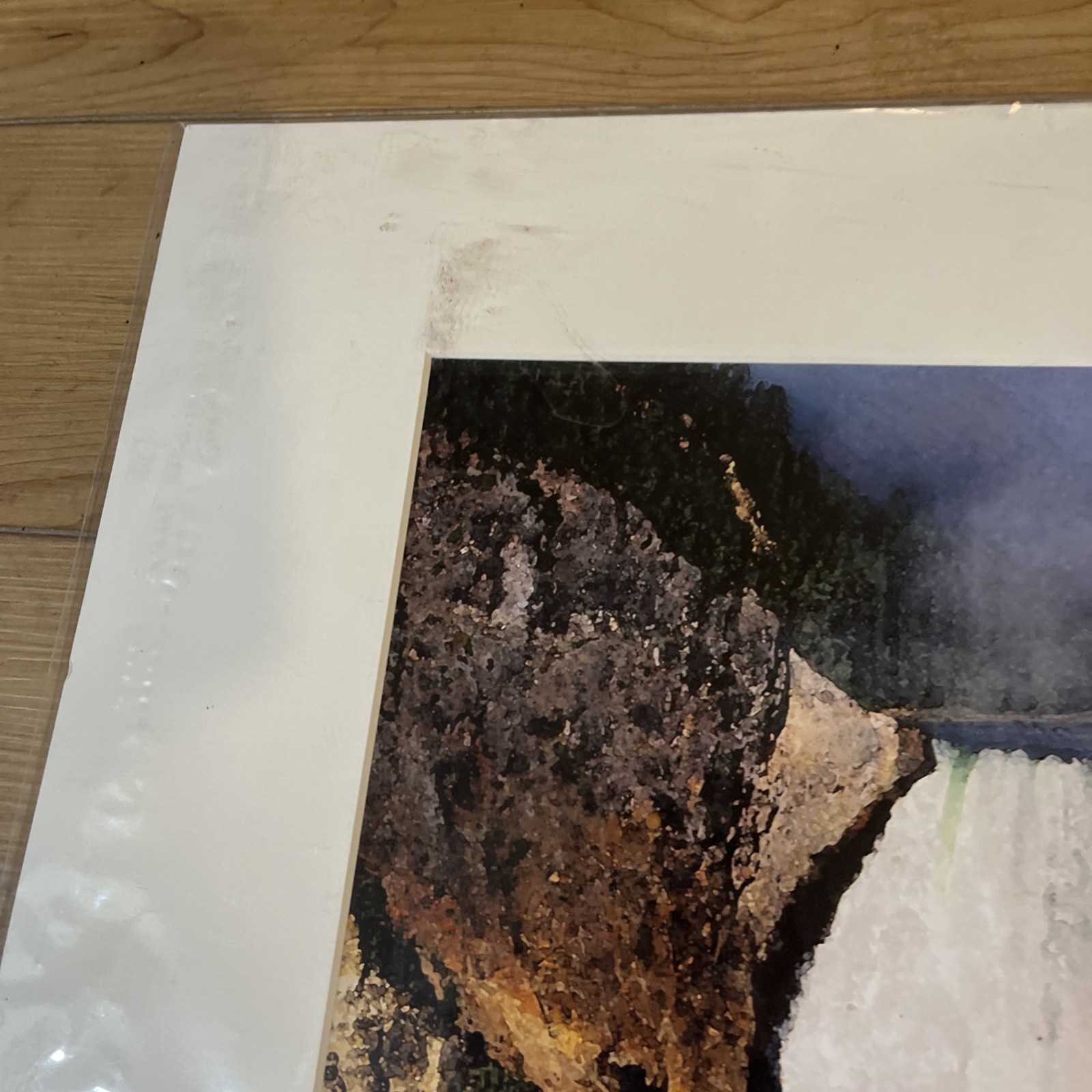 Matted Photo Yellowstone Waterfall Canyon Landscape Print 2006 Signed K. Fox