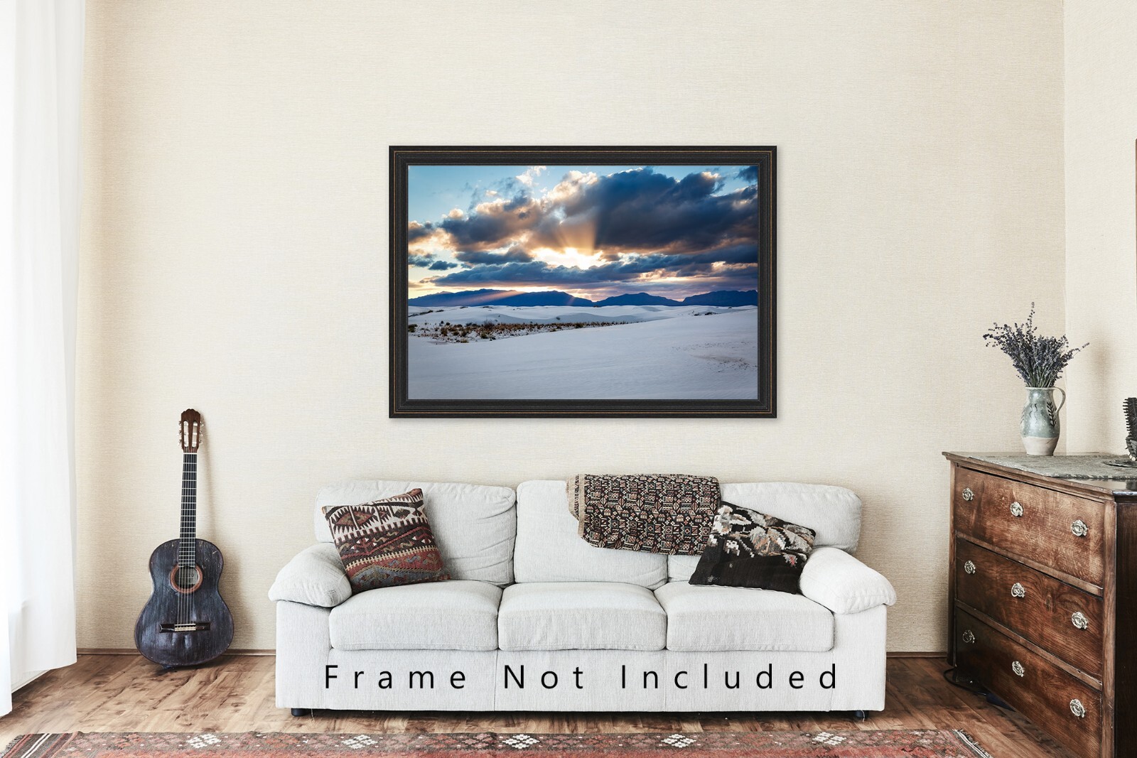 Print of Sunbeams Over Mountains at White Sands National Park New Mexico