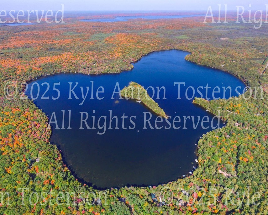 Deerskin Lake, Eagle River, Vilas County, Wisc. Overhead Photo. Frame Optional.