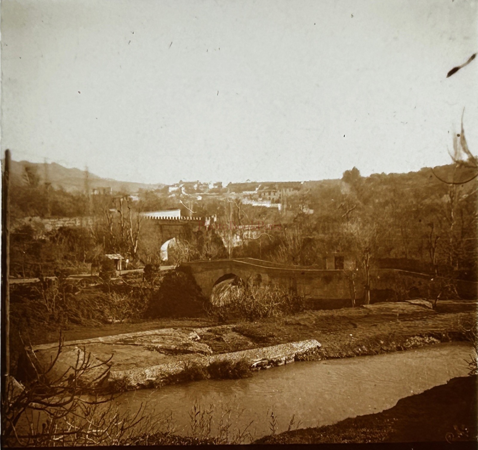 Maghreb Maroc Old Bridge C1925 Photo Plate Stereo Vintage V51L24N