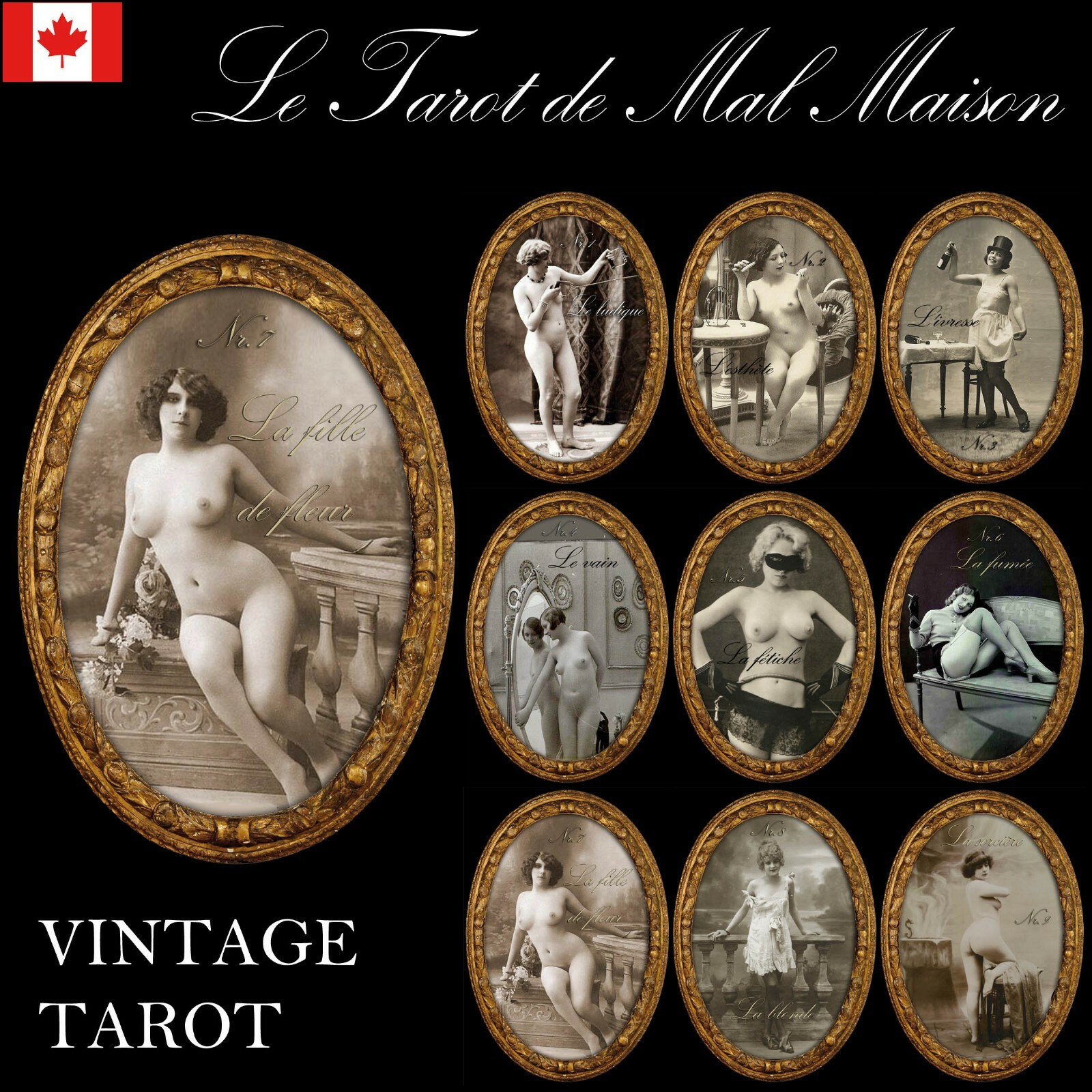 antique tarot card cards deck rare erotic art vintage brothel cartomancy oracle