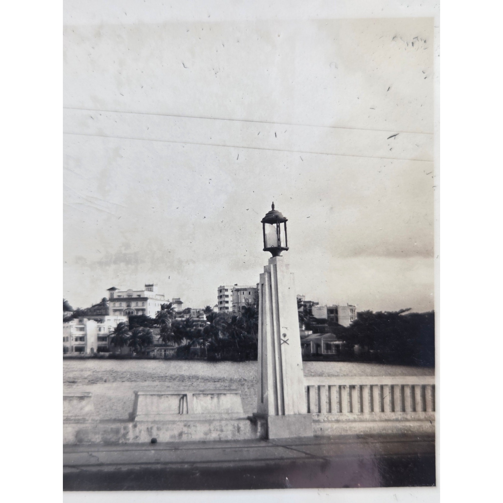 c1930s Caribbean Waterfront Bridge View Coca Cola Sign Silver Gelatin Photo
