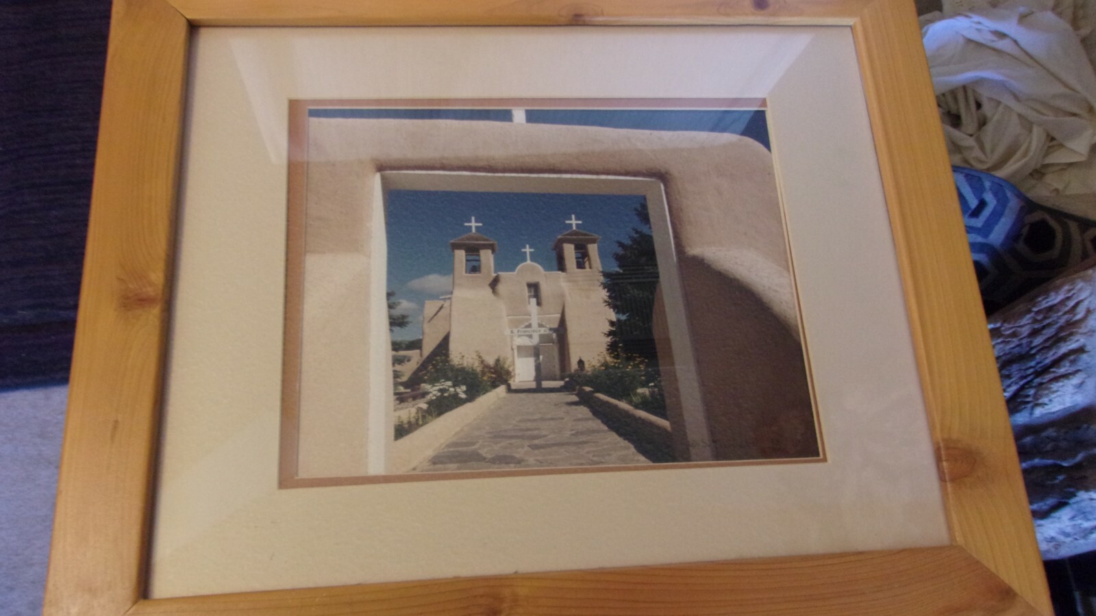 Taos, NM Pueblo Mission Church St. Francis Frame & Matted Photograph WJ Mandell