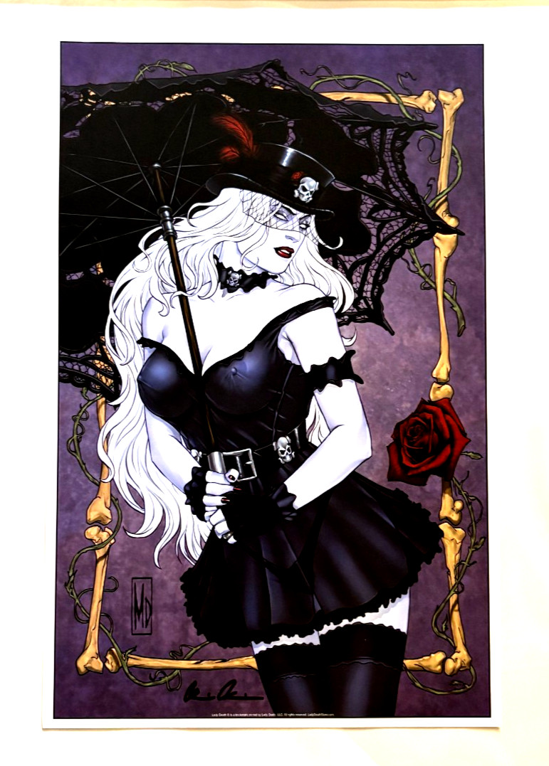 LADY DEATH EXCLUSIVE COFFIN SIGNED LIMITED EDITION ART PRINT COA NM+