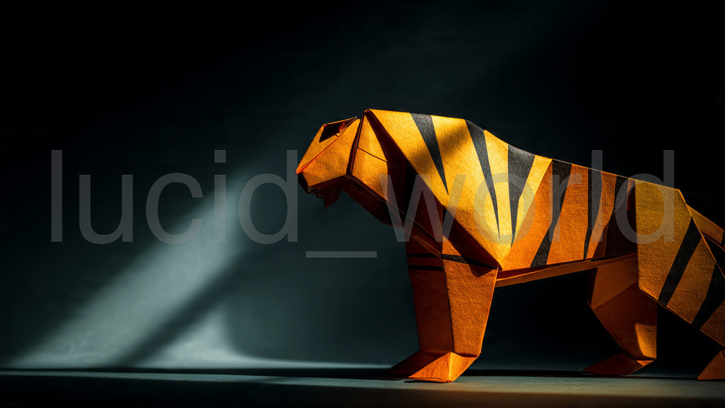 Origami Tiger Digital Image Download 4K Paper Art Background Wall Art Graphic