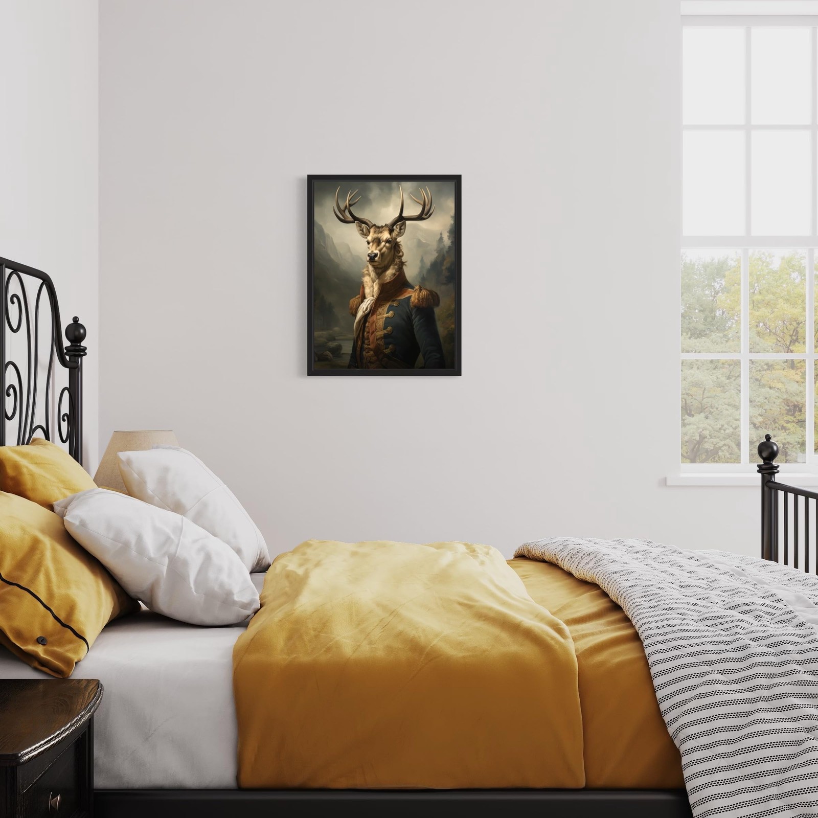 Deer Vintage Portrait Poster Art Print, Classic Animals Wall Decor Home Art f…
