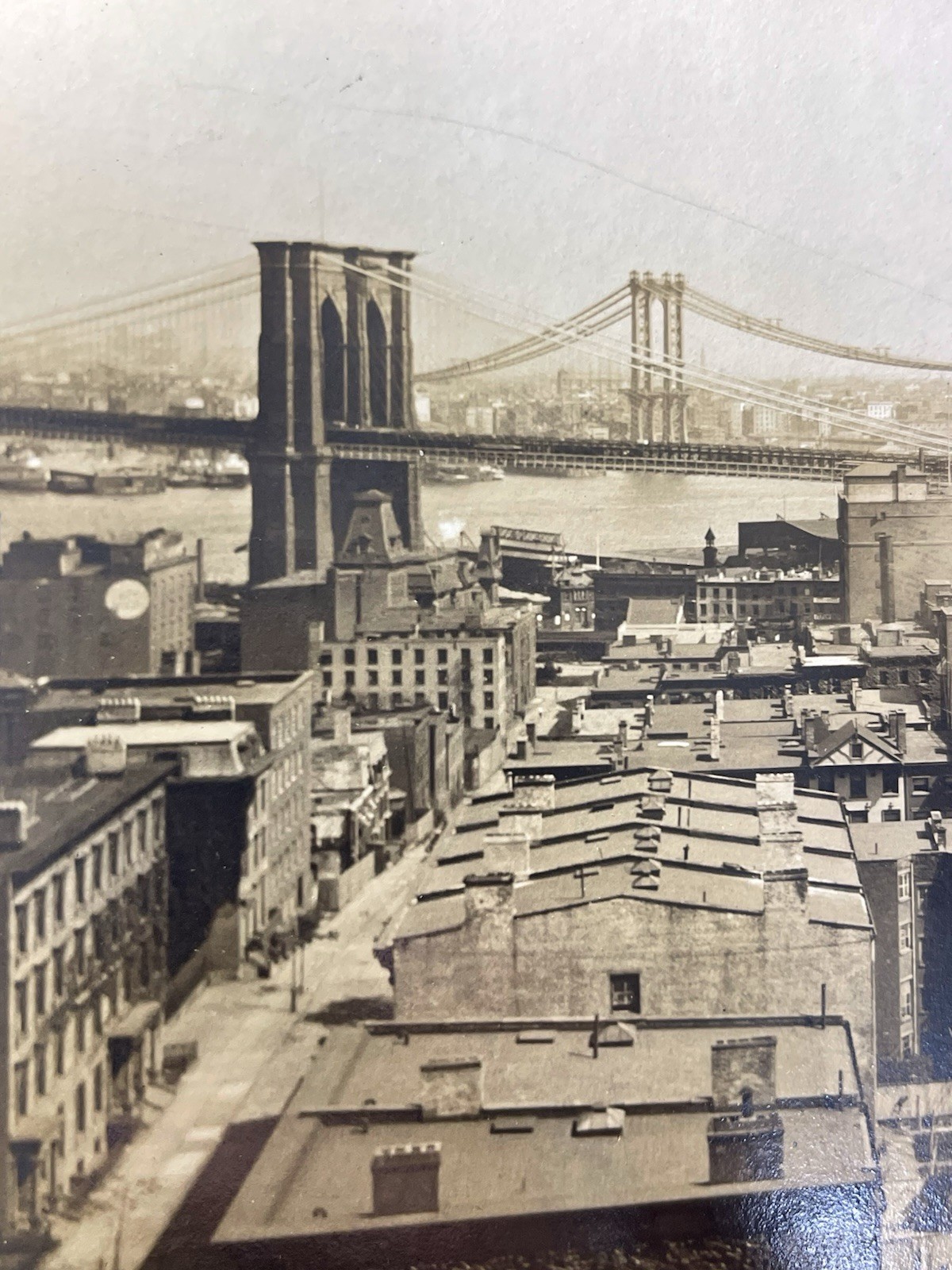 C1900 New York City Photo. Brooklyn Bridge Williamsburg Bridge. August Loeffler
