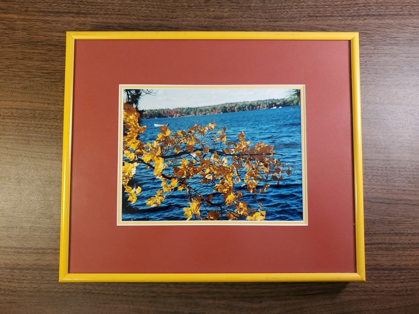 Art Photography Photo Autumn Picture Lake Matted Orange Framed Leaves 11×13