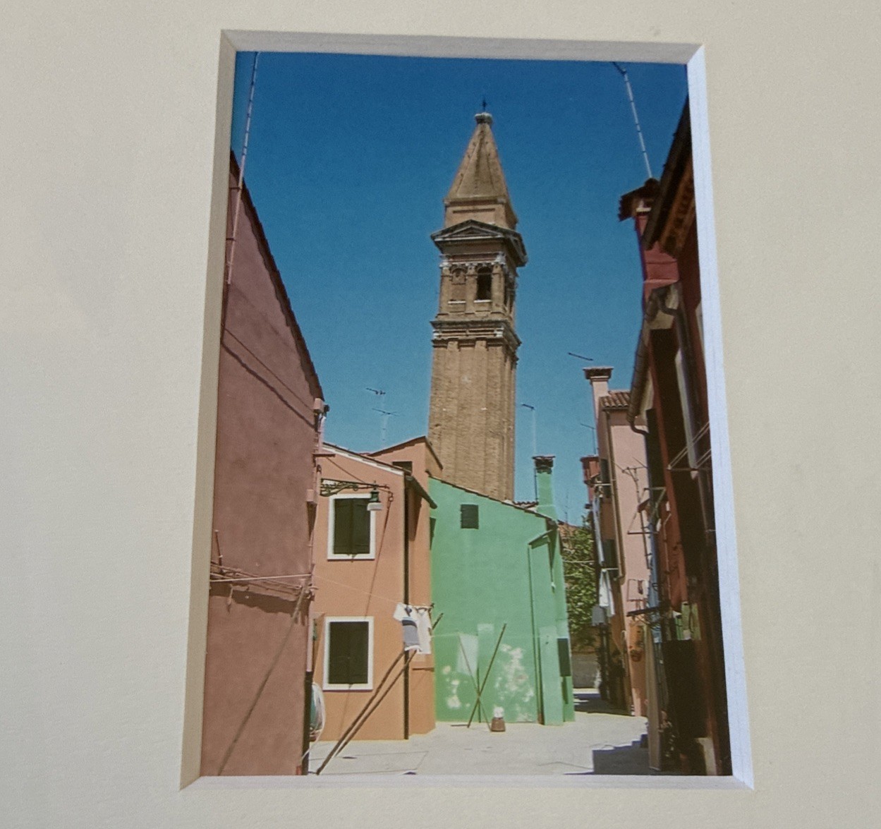 Framed Photo Print Chiesa Di San Martino Burano Italy 14×11″ Overall Bevel Mat