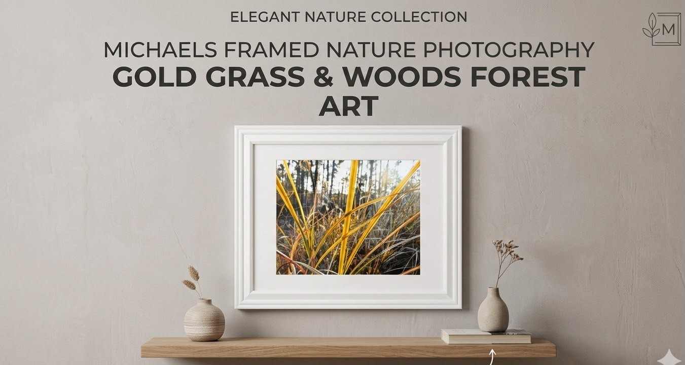 Michaels White Framed Nature Photography 11×14 Gold Grass Forest Wall Art