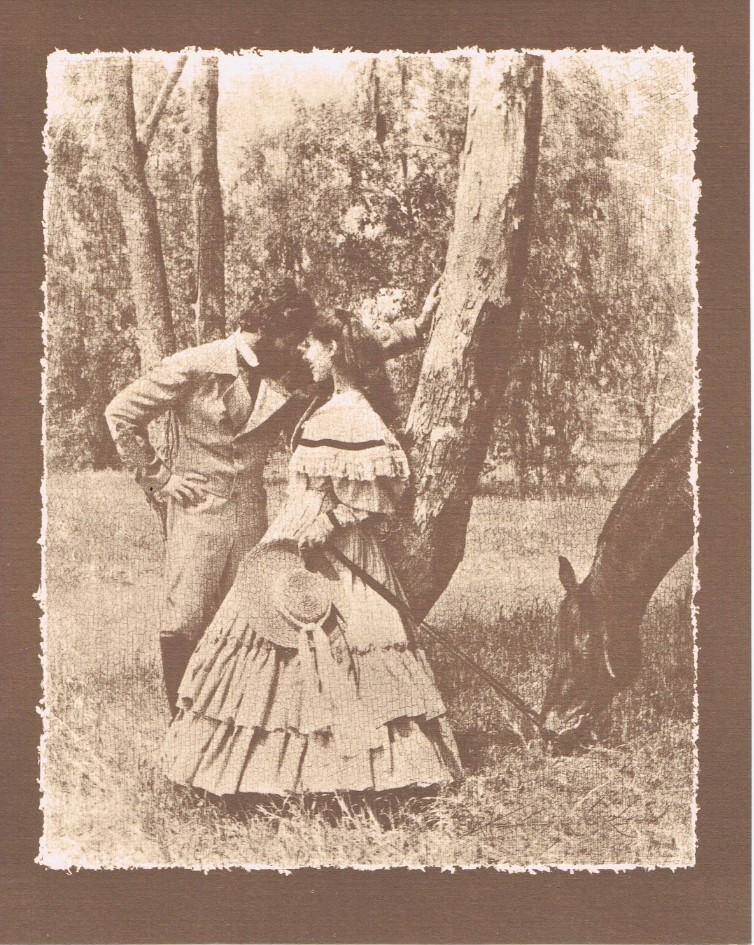 NEWLY FOUND! HENDRICKSON B&W Sepia Photo Print VICTORIAN COUPLE With HORSE 8X10″