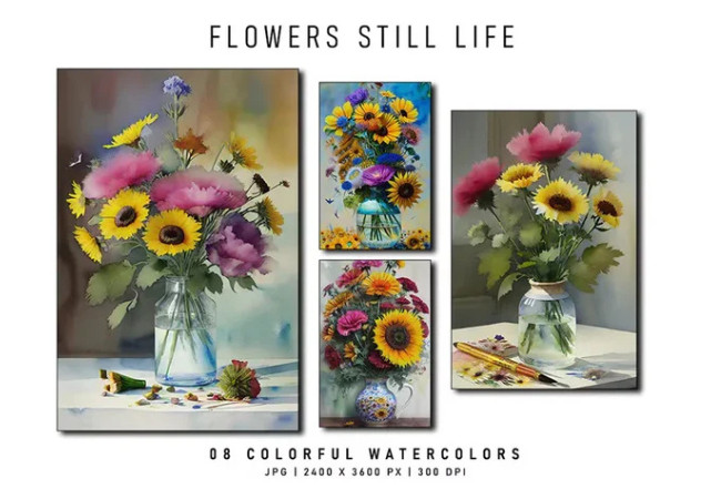 8 Digital Images Watercolor ARTWallpaper Background Download Projects Home Decor