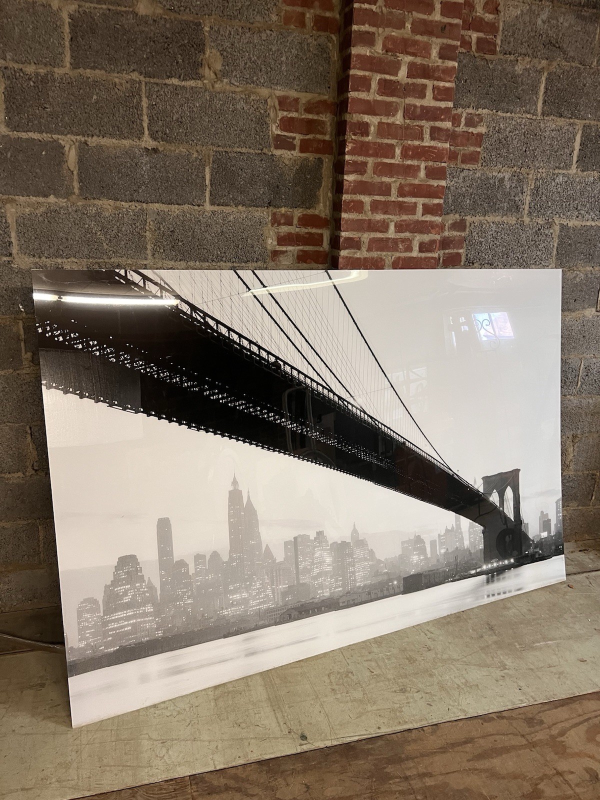Brooklyn Bridge Plexi-Mount Black And White Photograph 87 X 58 1/2 Inches
