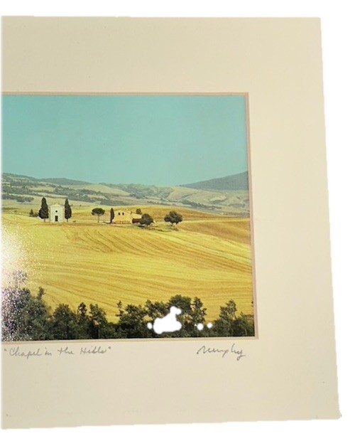 VTG Italian Photograph Tuscany (5×7) CHAPEL IN THE HILLS Murphy Matted 8”T 10”W
