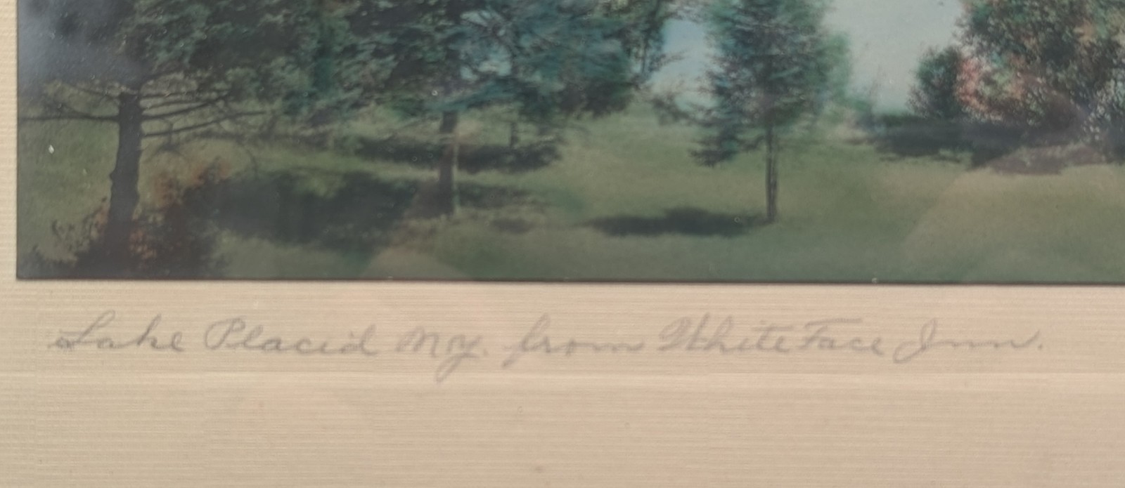 Vintage Framed HARRIS Hand Painted photo Circa early 20TH century Lake Placid NY