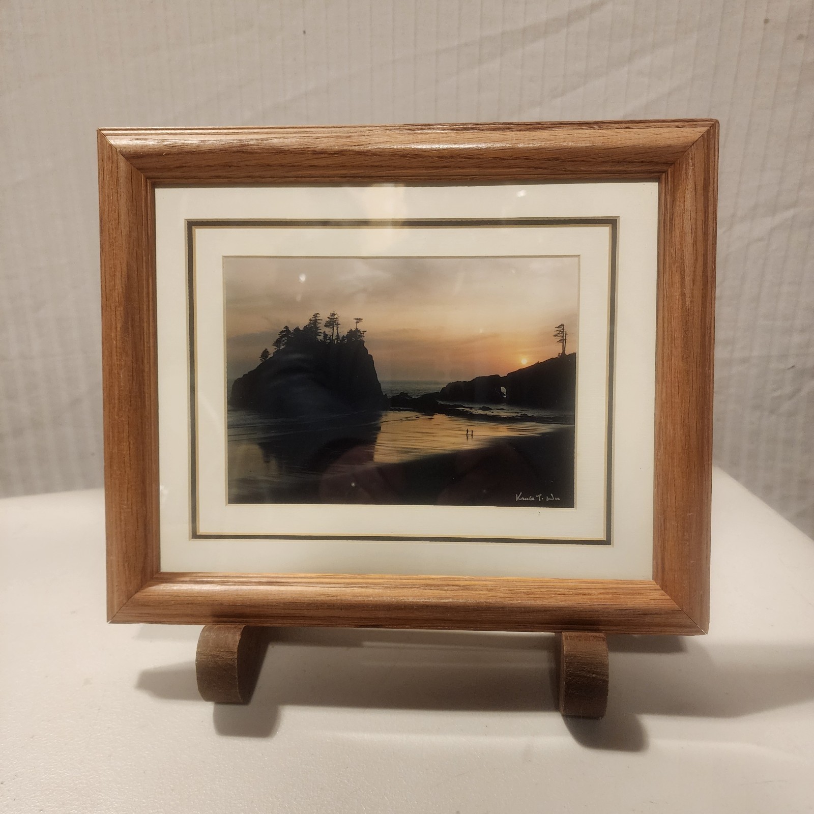 Signed King Wu LaPush, WA Second Beach Sunset Print 5×7 In 9×11 Frame