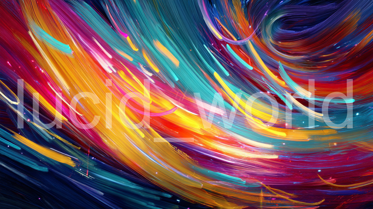 Digital Art Brushstrokes Glowing Patterns Colorful Abstract Wall Art Print 8 PNG