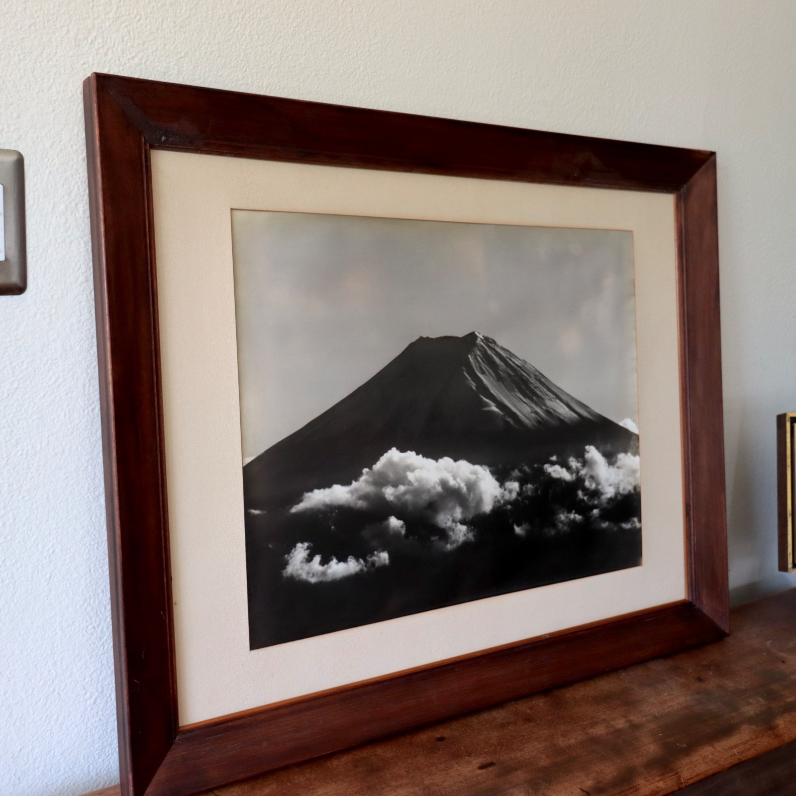 Large 1950s Photograph Mt Fuji Summer Koyo Okada Silver Gelatin Print Japan Vtg