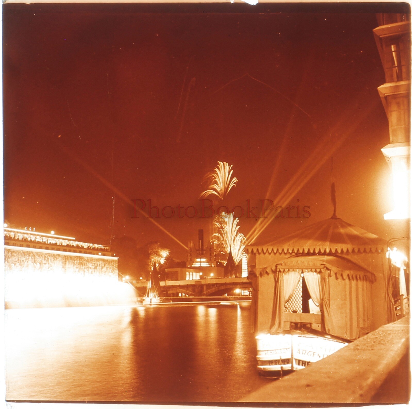 France Paris 1937 World Expo Fireworks The Seine Photo Plate