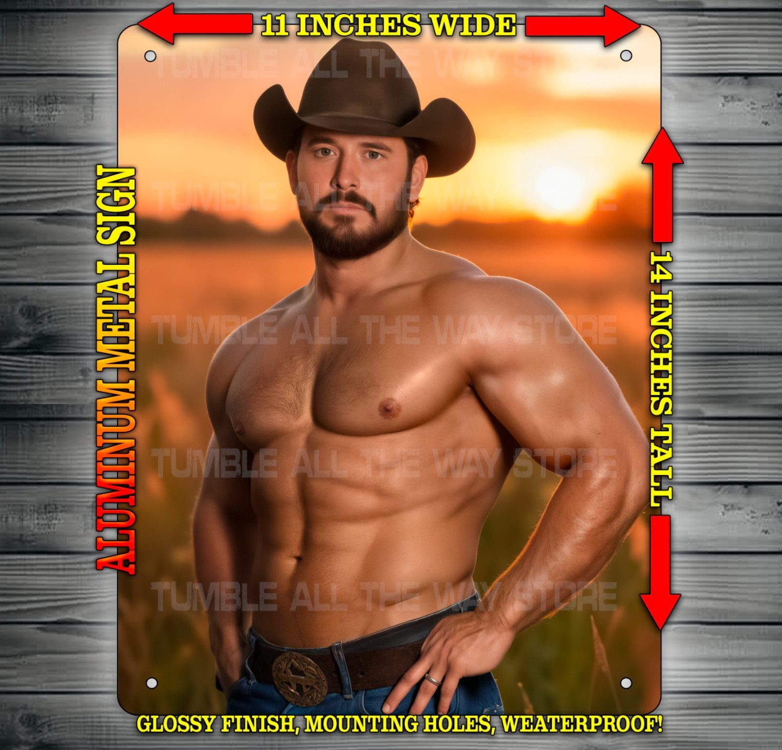 Sexy Cowboy – RIP – Cole Hauser in Field Metal Sign Wall Art 14″ x 11″