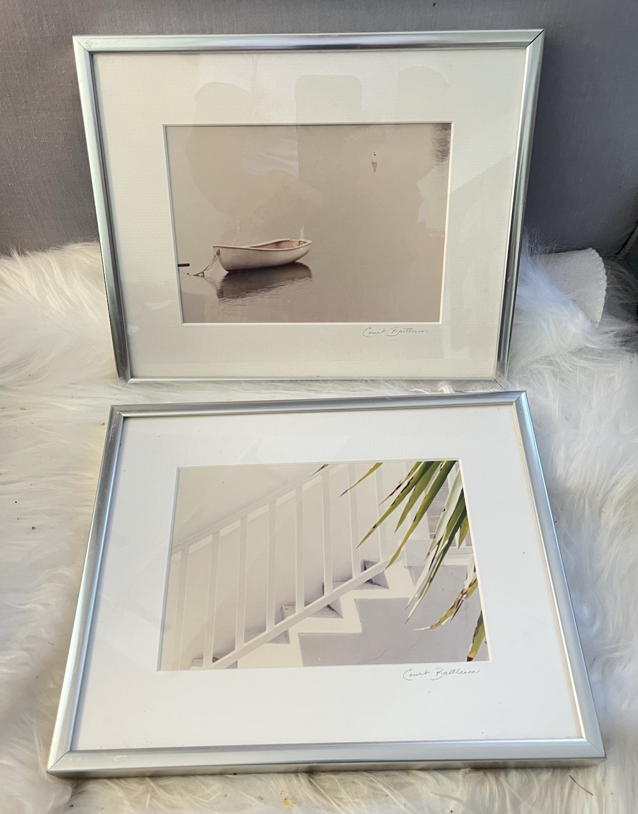 Set of 2 Framed Landscape Photographs Coastal Beach Decor Signed Pair