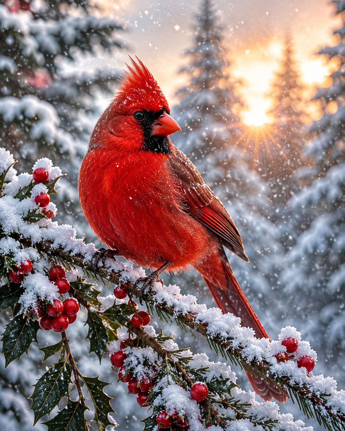 Digital Image Picture Photo Pic Wallpaper Background Red Cardinal In Snow 8811