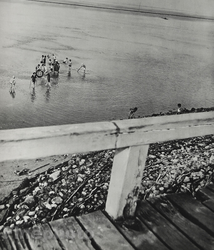 1933 Vintage JEAN MORAL Children Playing Beach Water Kids France Photo Gravure
