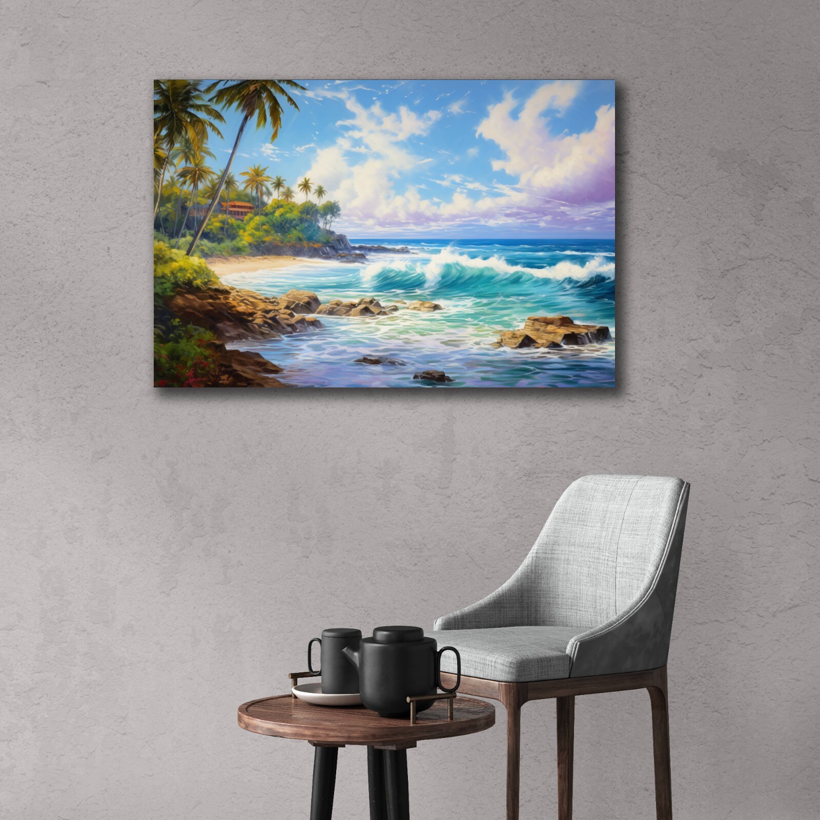 Hawaii Beach Ocean Painting, Hawaii Watercolor Painting Kauai Maui Honolulu Art