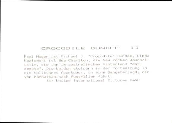 Photo Film Scene Crocodile Dundee II, USA 1988, Linda Kozlowski,… – 10614208