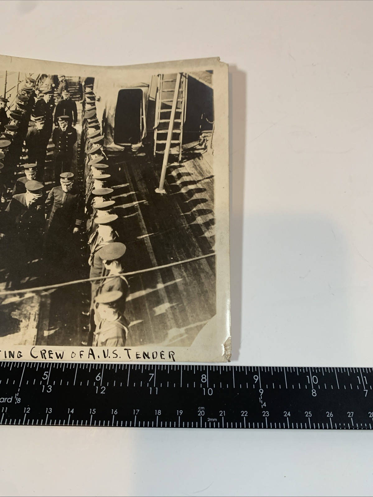 Real 8.5” x 6.5” Photo WW1 “Beatty Inspecting Crew Of A.V.S. Tender 1918