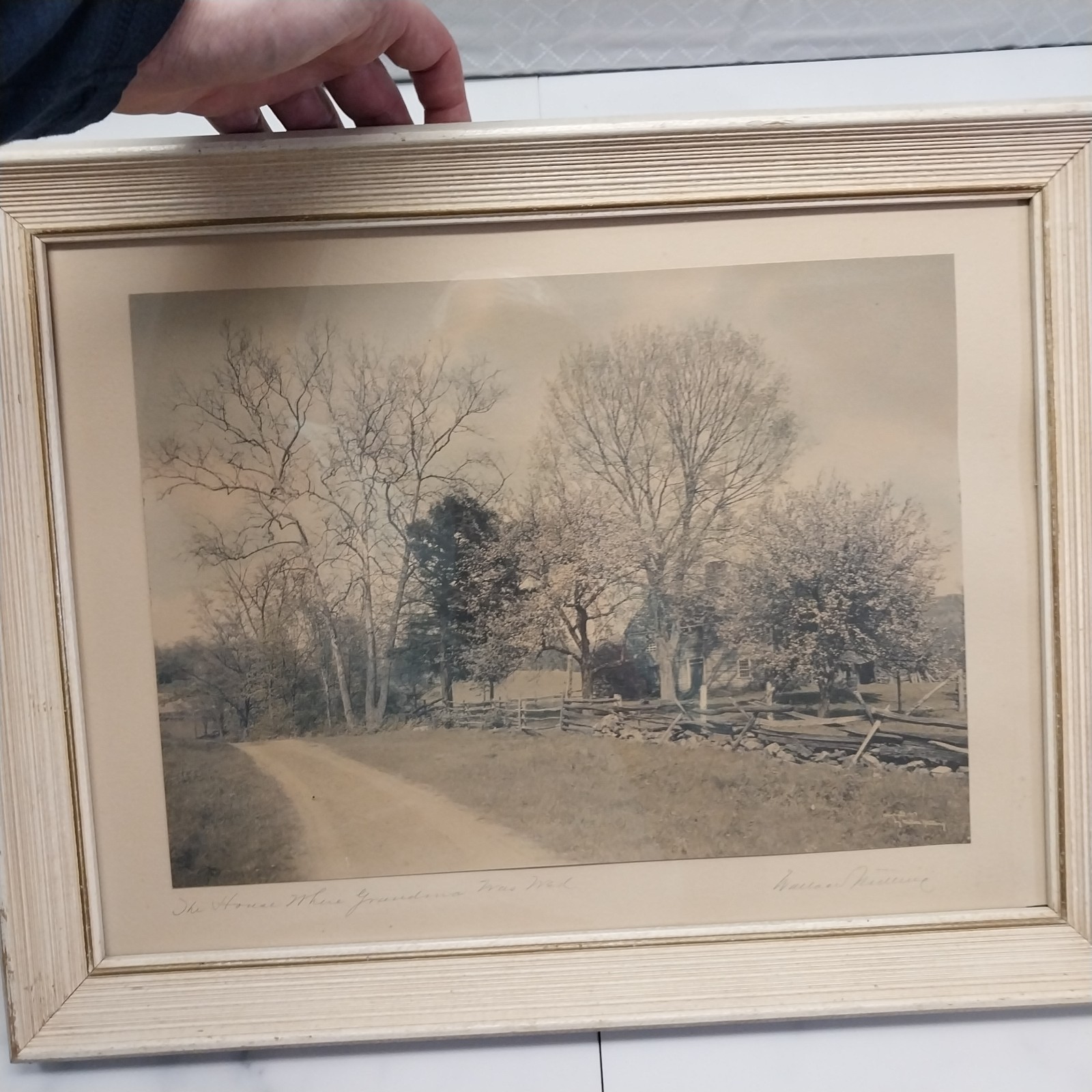 1907 Wallace Nutting signed name & title w/pencil w/gold signature on photo