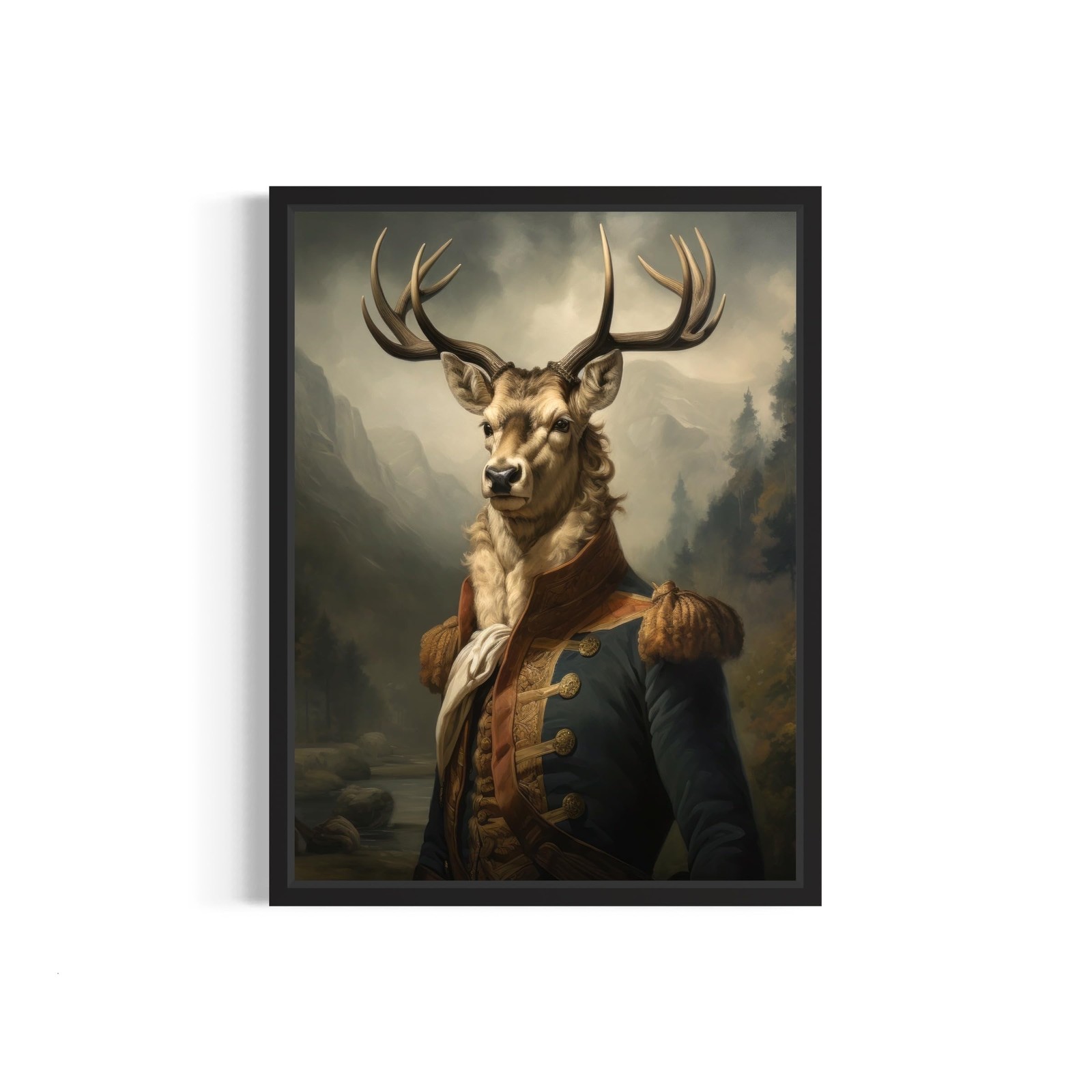 Deer Vintage Portrait Poster Art Print, Classic Animals Wall Decor Home Art f…