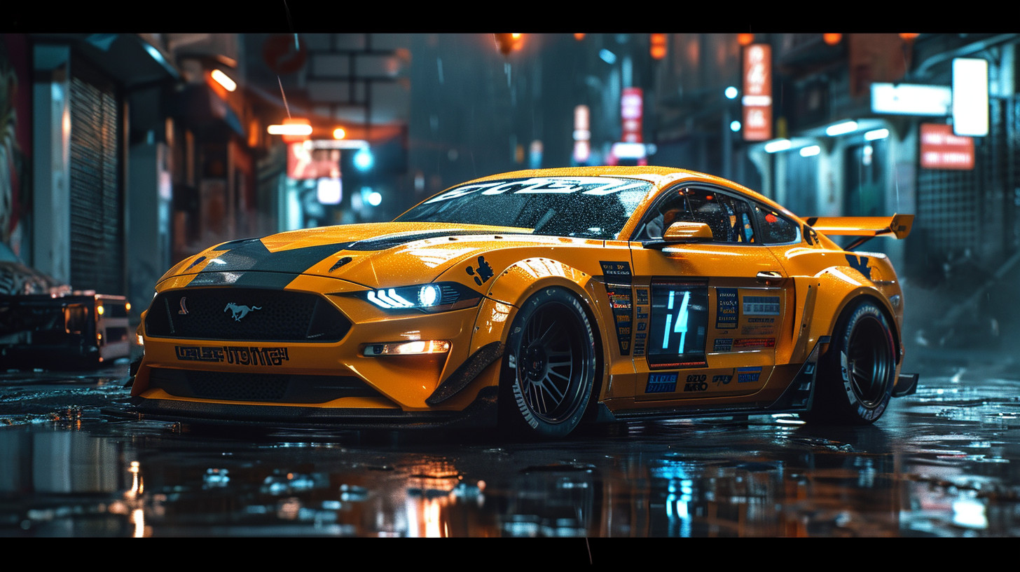 Digital Image Desktop Background Wallpaper | Mustang | Car | Cyberpunk