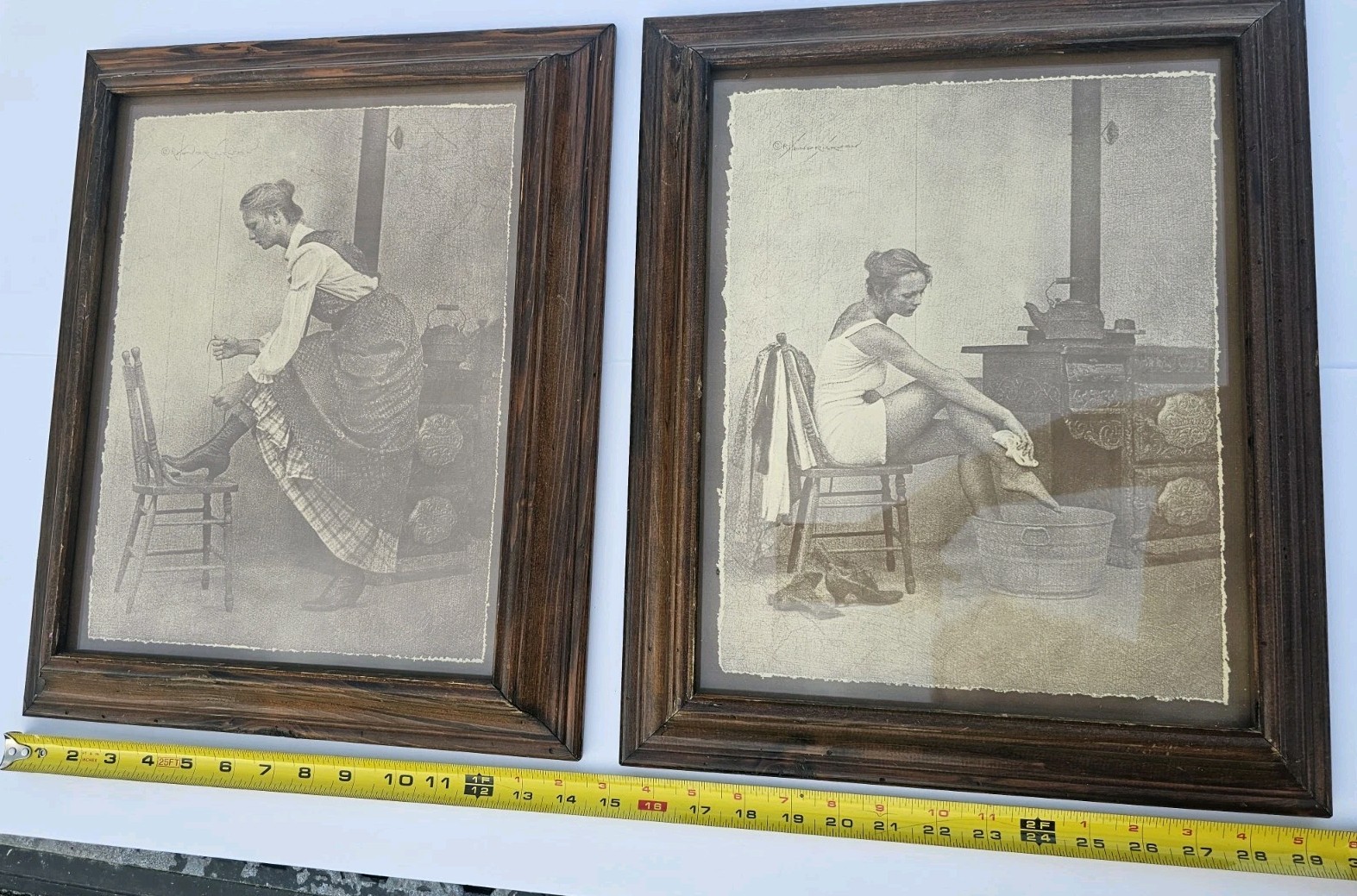 Vtg Rolland Hendrickson Sepia Prints Framed Set Victorian Boudoir Western Art