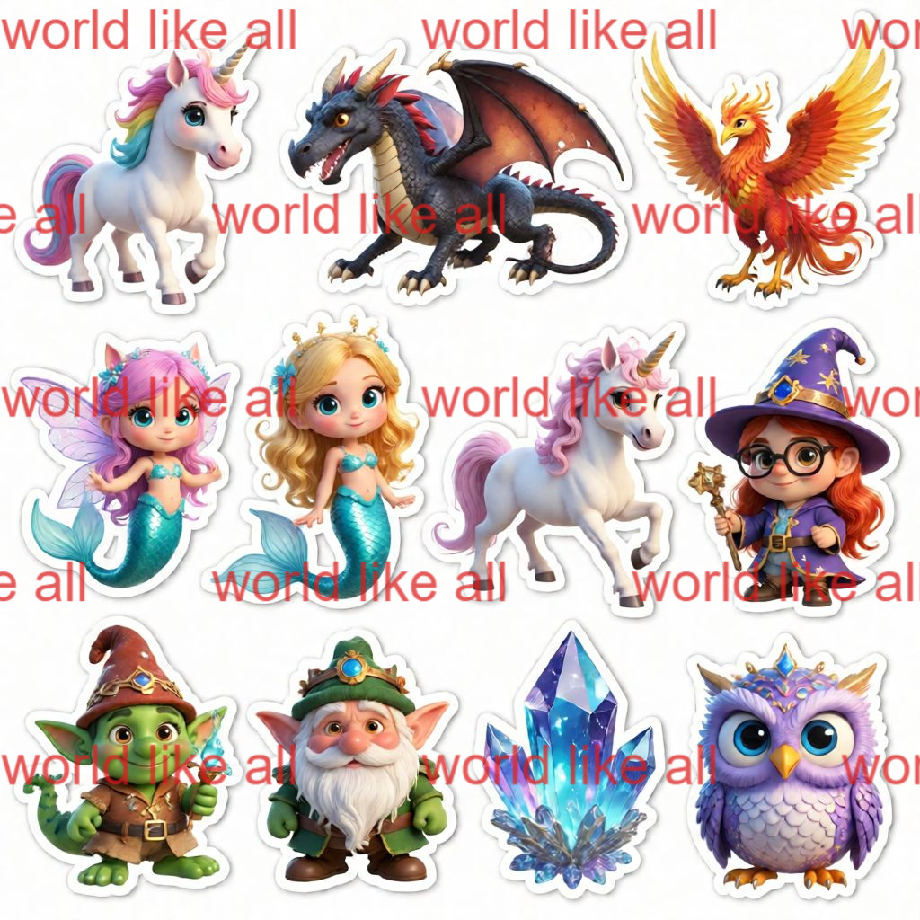 Printable Digital Stickers | Cute Cartoon Kids Sticker Bundle | 4K