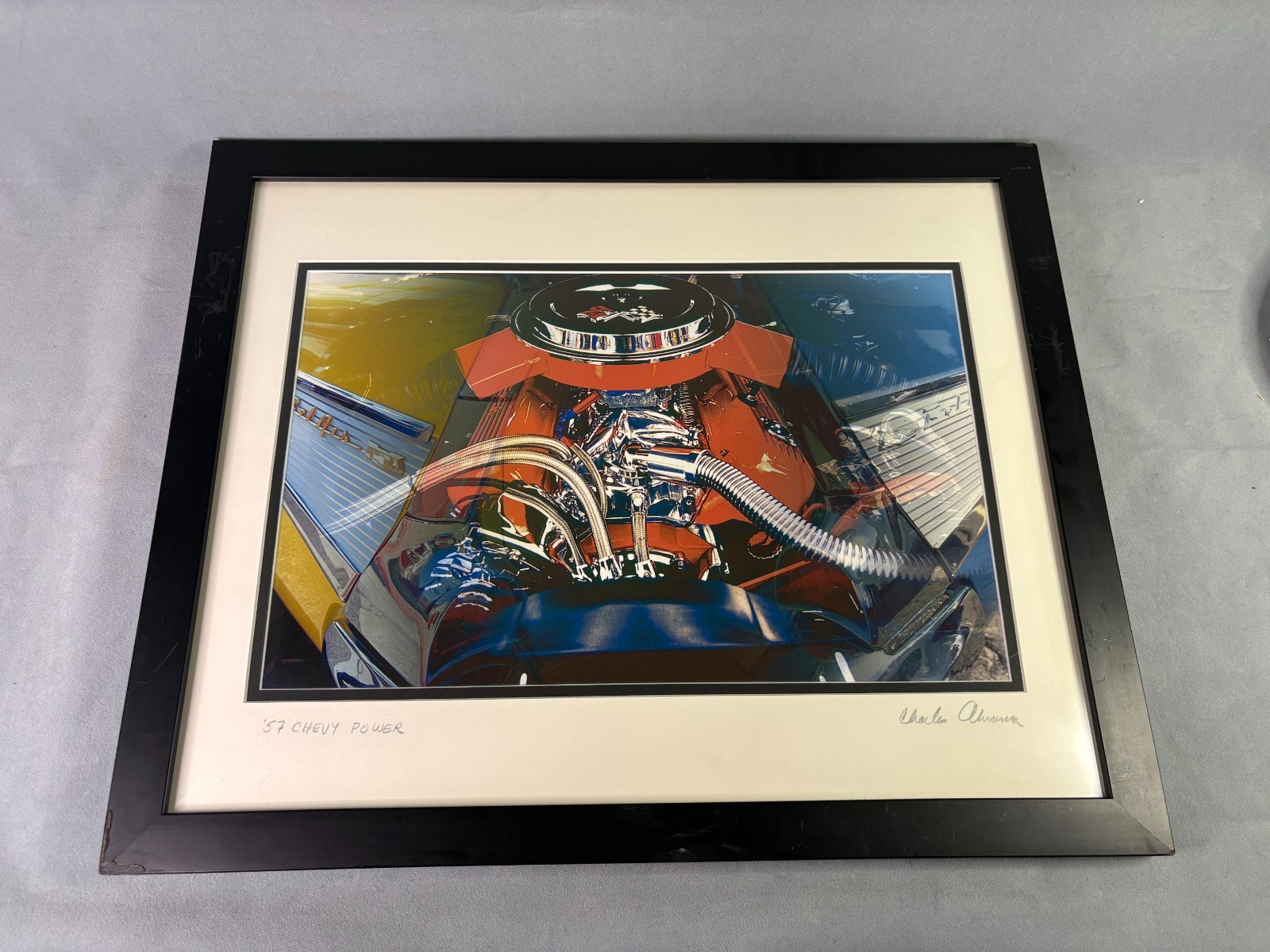 Framed Car Auto Fine Art Photographs Mercedes Jaguar Chevy Charles Abrams Signed