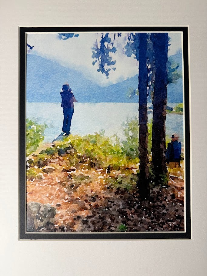 Lakeside Digital Watercolor Original Photograph 8 X 10 Matted 11 X 14 – Signed