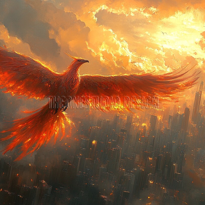 Digital Painting Phoenix Bird Image Desktop Wallpaper Background AI Art