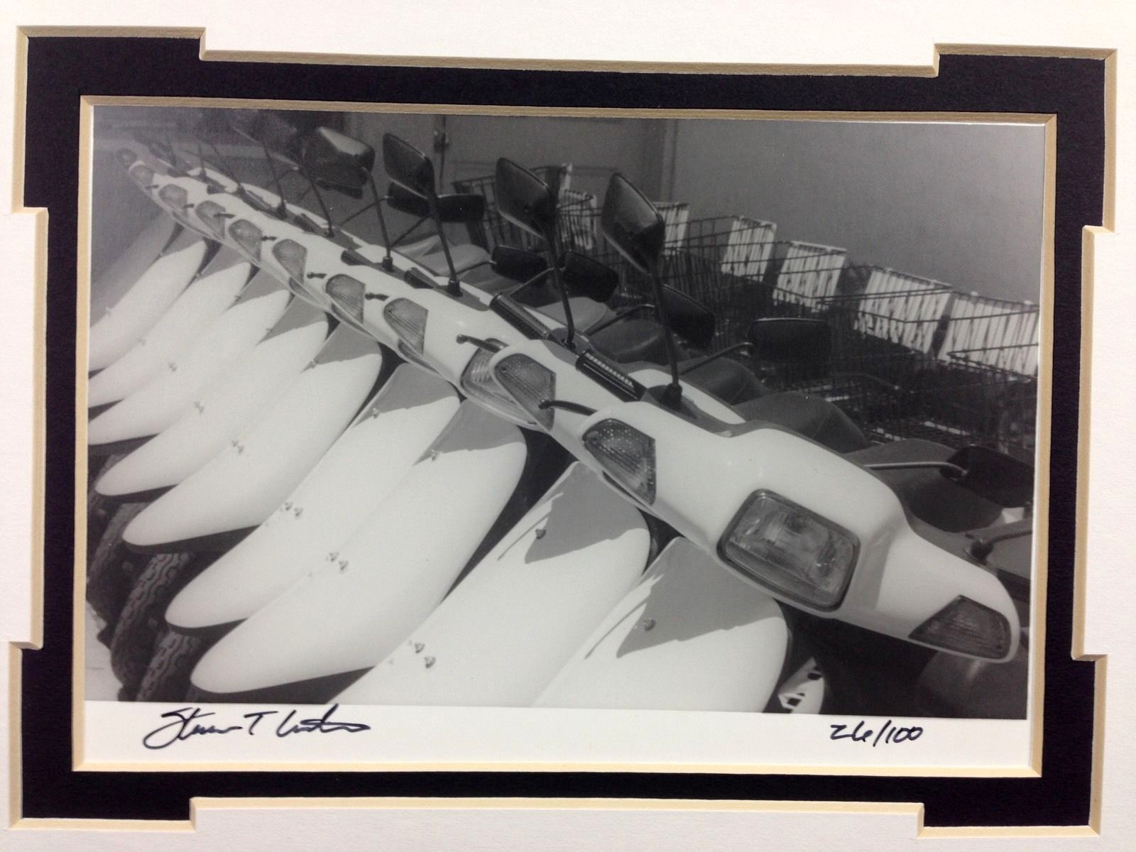 Black & White Photo Beach Scooters Key West Matted Signed Art Photography
