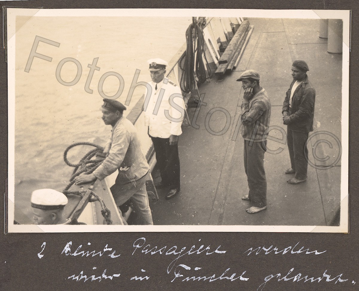 Photo Madeira Funchal – two blind passengers on ship “Orotava” 1934