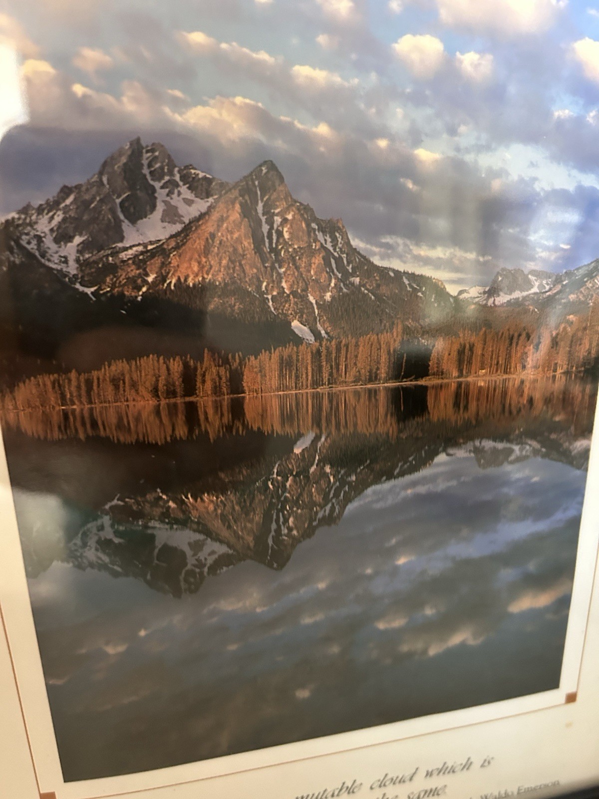 Blue Framed 8 X10 Photo Of Stanley Lake Sawtooth Mountains Idaho Emerson Quote