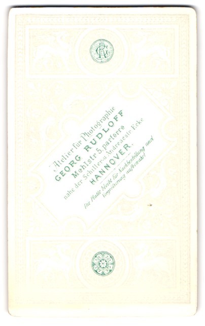 Photograph Georg Rudloff, Hanover, monogram of the photographer with two grips and