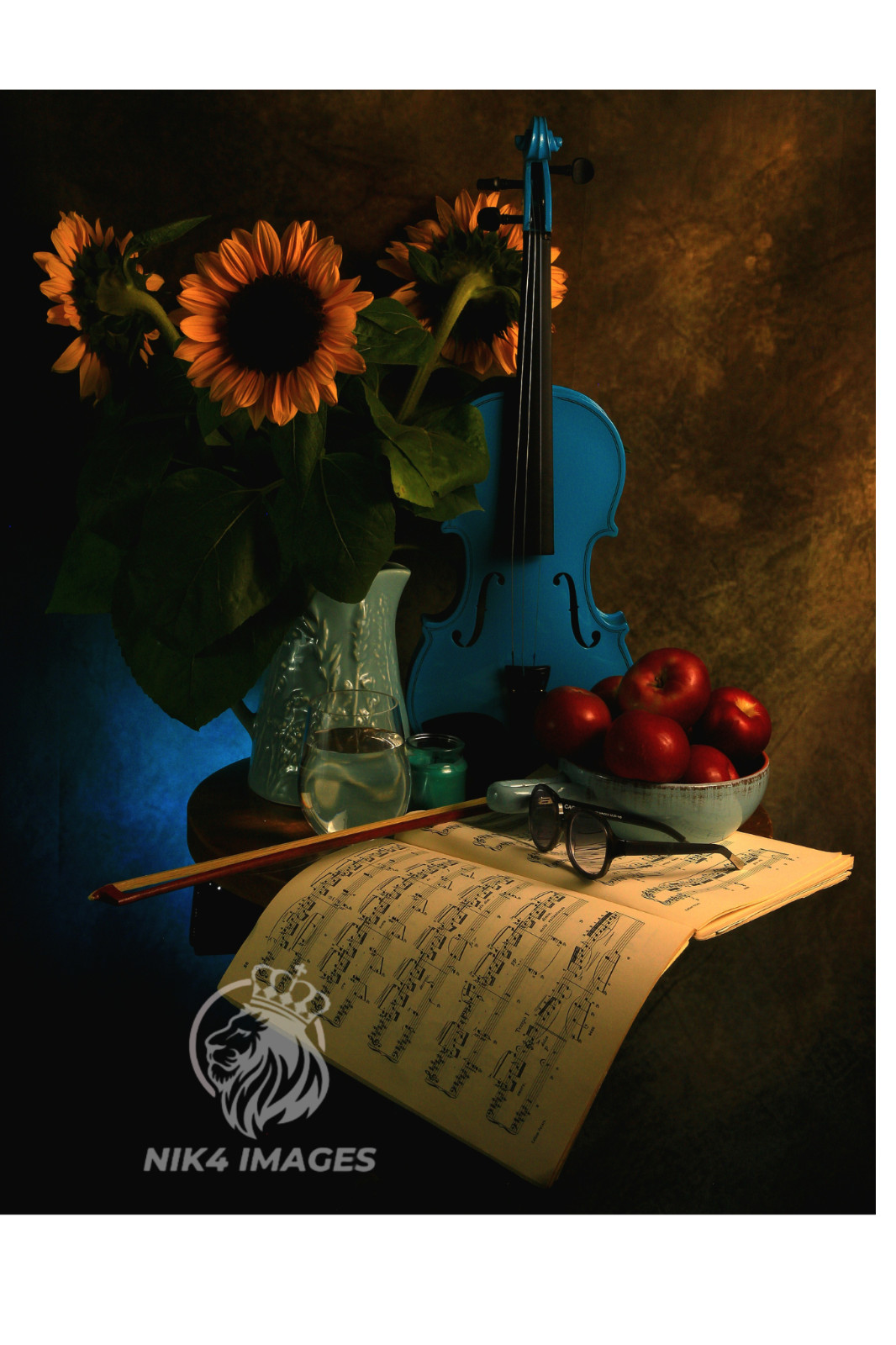 New “Blue Violin” 16″ x 20″ Framed Photo Art Living Room